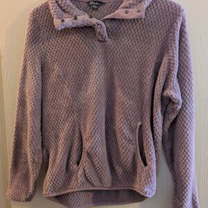 Eddie Bauer Womens Purple Fleece Polyester Snap Pullover Sweatshirt Jacket Small